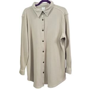 Roaman's Long Sleeve Button Front Thermal Blouse‎ Size L